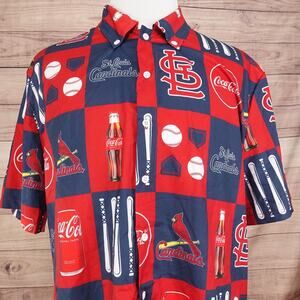 St. Louis Cardinals Shirt XL Red Blue Baseball Coca Cola Button Up SGA GIVEAWAY